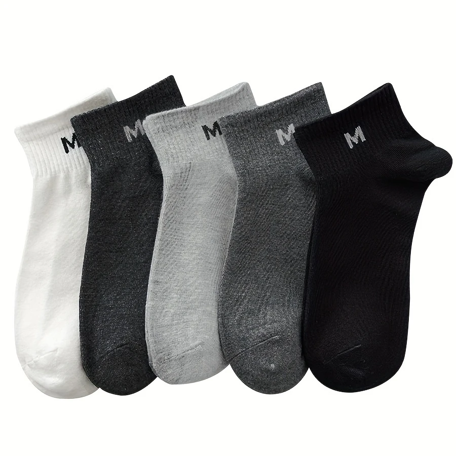 Unisex Lettered Crew Socks - Comfortable, Breathable, Casual Wear (Pack of 5) - Image 4