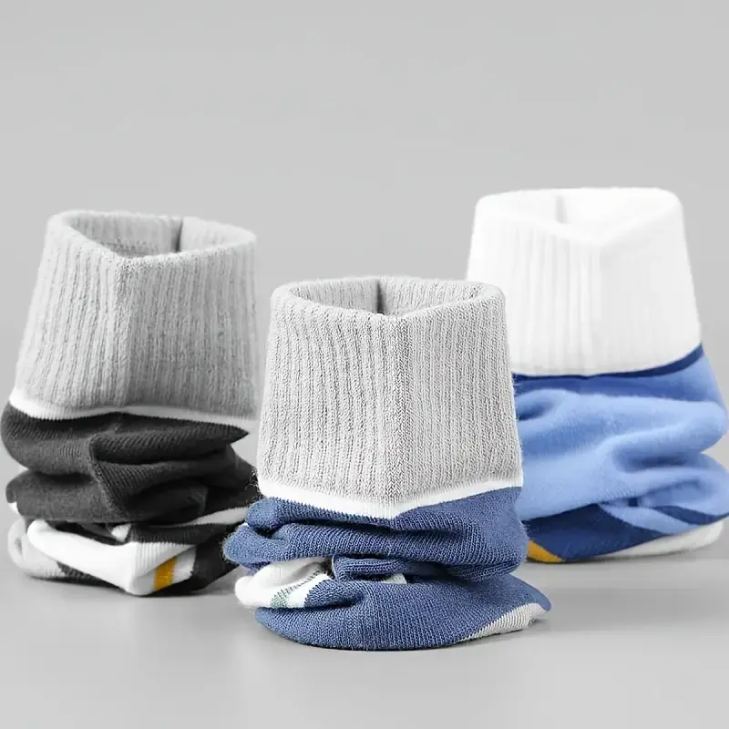 Men’s Color Block Mid-Calf Socks – Geometric, Fashionable, and All-Season Wear (Pack of 6) - Image 2