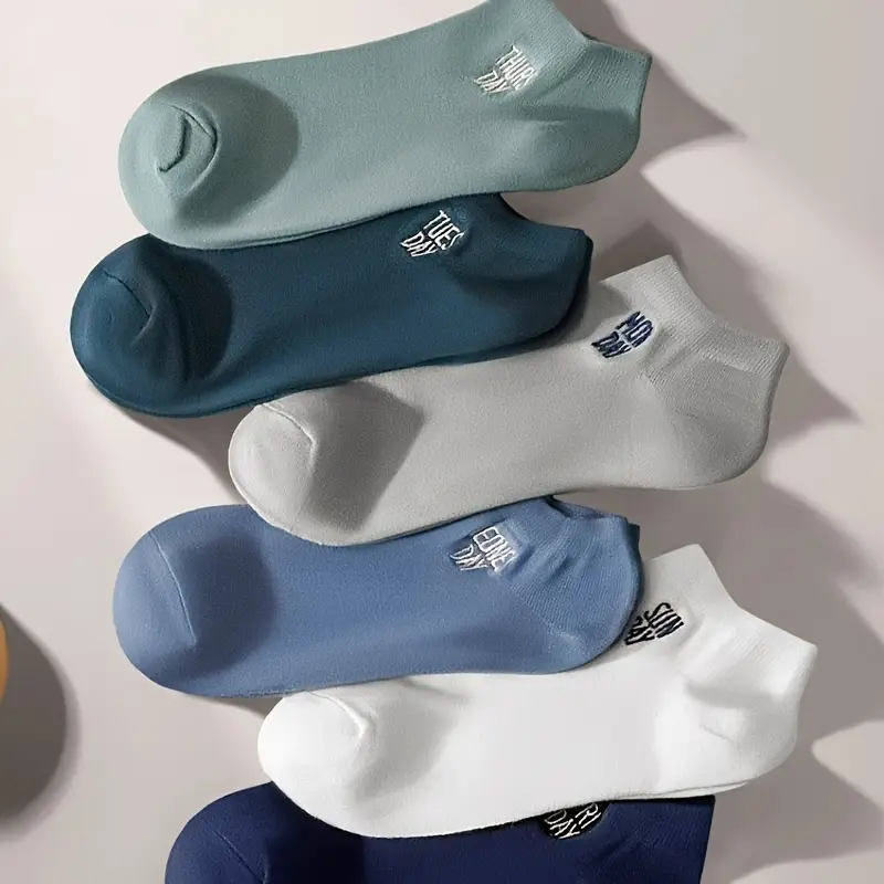 Monday to Sunday Men's No-Show Socks – Mixed Colors, Weekday Design, Daily Comfort (Pack of 7) - Image 4