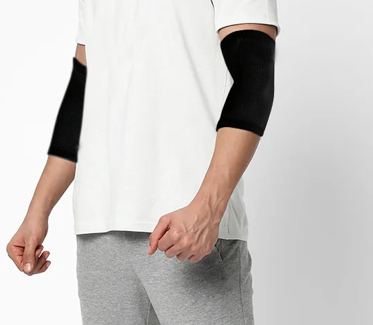 Premium Elbow Support Compression Sleeves – Black | Unisex, Stretchable Poly-Cotton (Pack of 2)