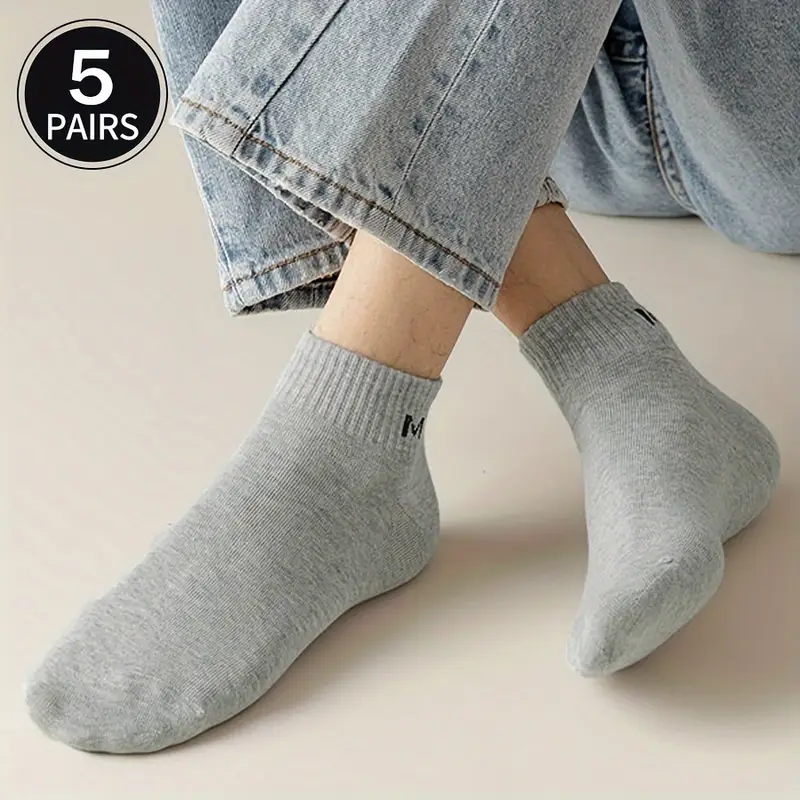 Unisex Lettered Crew Socks - Comfortable, Breathable, Casual Wear (Pack of 5) - Image 10