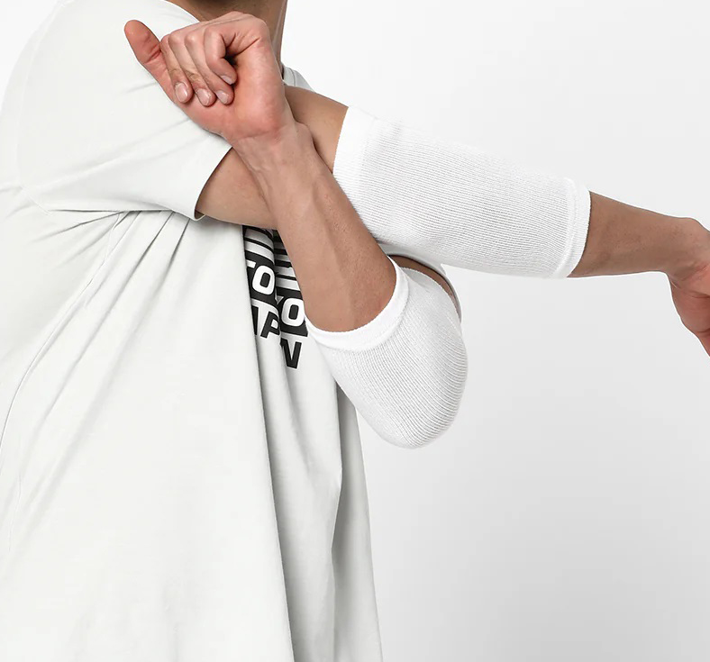 Premium Elbow Support Compression Sleeves – White | Unisex, Stretchable Poly-Cotton (Pack of 2) - Image 3