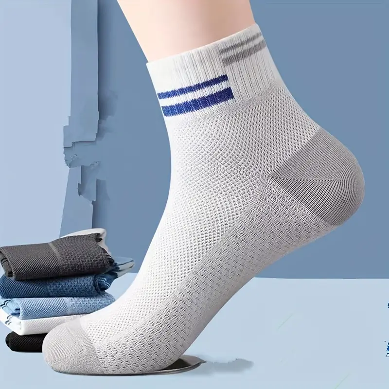 Men’s Simple Solid Color Ankle Socks – Thin, Sweat-Absorbing & Lightweight (Pack of 5) - Image 5