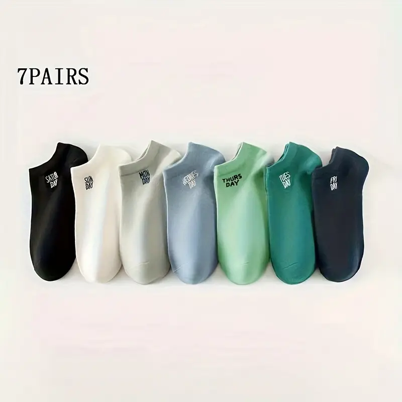 Monday to Sunday Men's No-Show Socks – Mixed Colors, Weekday Design, Daily Comfort (Pack of 7) - Image 6