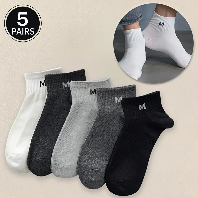 Unisex Lettered Crew Socks - Comfortable, Breathable, Casual Wear (Pack of 5) - Image 9