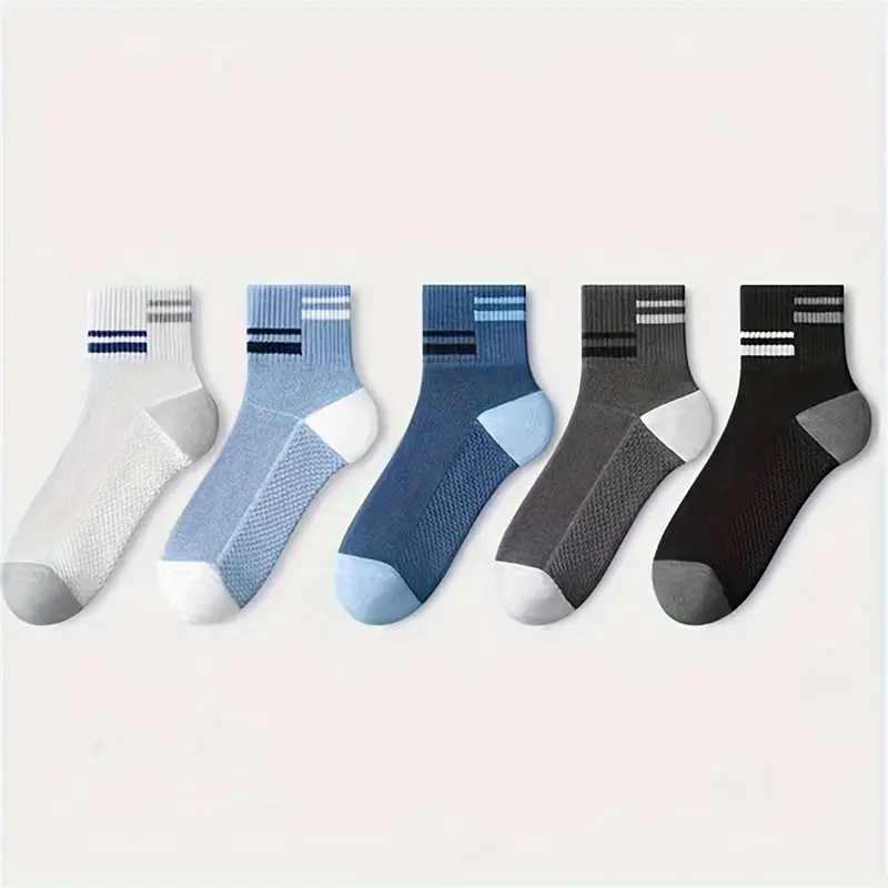 Men’s Simple Solid Color Ankle Socks – Thin, Sweat-Absorbing & Lightweight (Pack of 5) - Image 6
