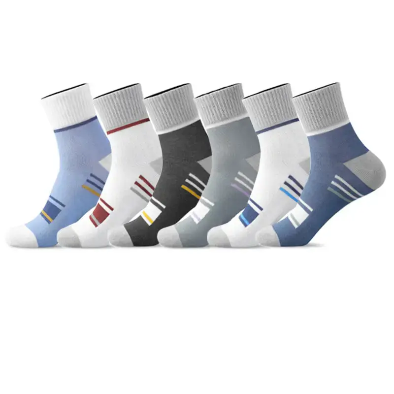 Men’s Color Block Mid-Calf Socks – Geometric, Fashionable, and All-Season Wear (Pack of 6) - Image 6