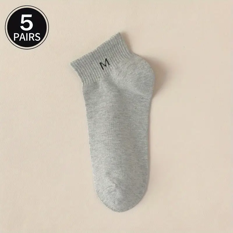 Unisex Lettered Crew Socks - Comfortable, Breathable, Casual Wear (Pack of 5) - Image 7