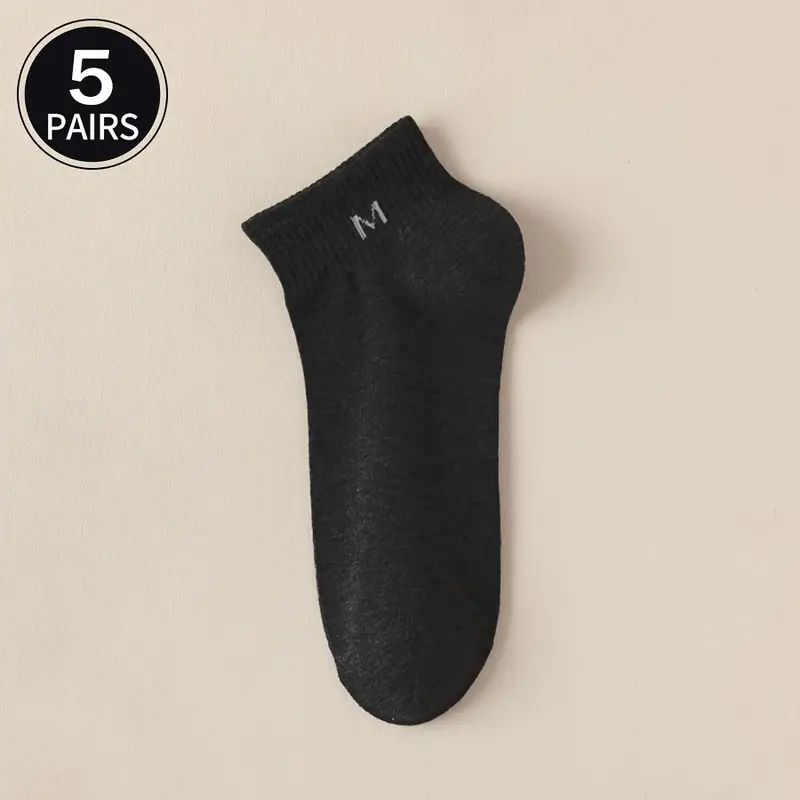 Unisex Lettered Crew Socks - Comfortable, Breathable, Casual Wear (Pack of 5) - Image 6