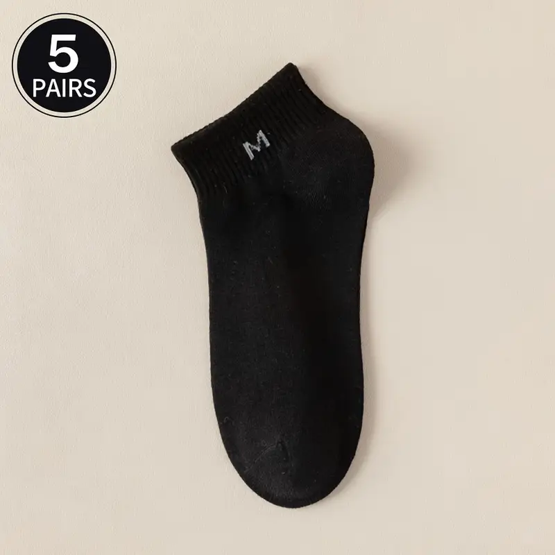 Unisex Lettered Crew Socks - Comfortable, Breathable, Casual Wear (Pack of 5) - Image 5