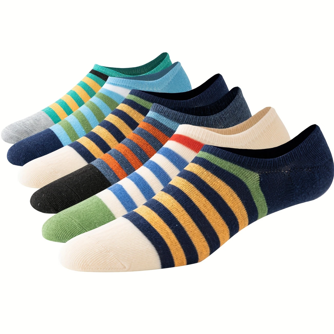 Men's Low Cut Summer Socks – Anti-Odor, Sweat-Absorbing, Colorful Stripe Pattern (Pack of 6)