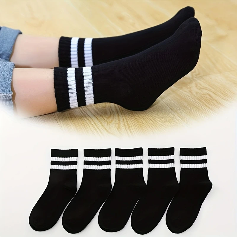 Boys’ Everyday Socks – Mid-Calf Cotton 5-Pack | Stylish & Comfortable for Ages 8–12