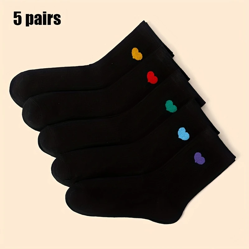 Women's Trendy High-Top Bamboo Socks in Elegant Black (Pack of 5) - Image 12