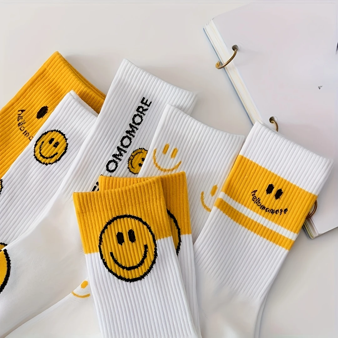 Women’s Fun Smiley Sports Socks –Yellow Mid-Length Comfort Fit (Pack of 6) - Image 6