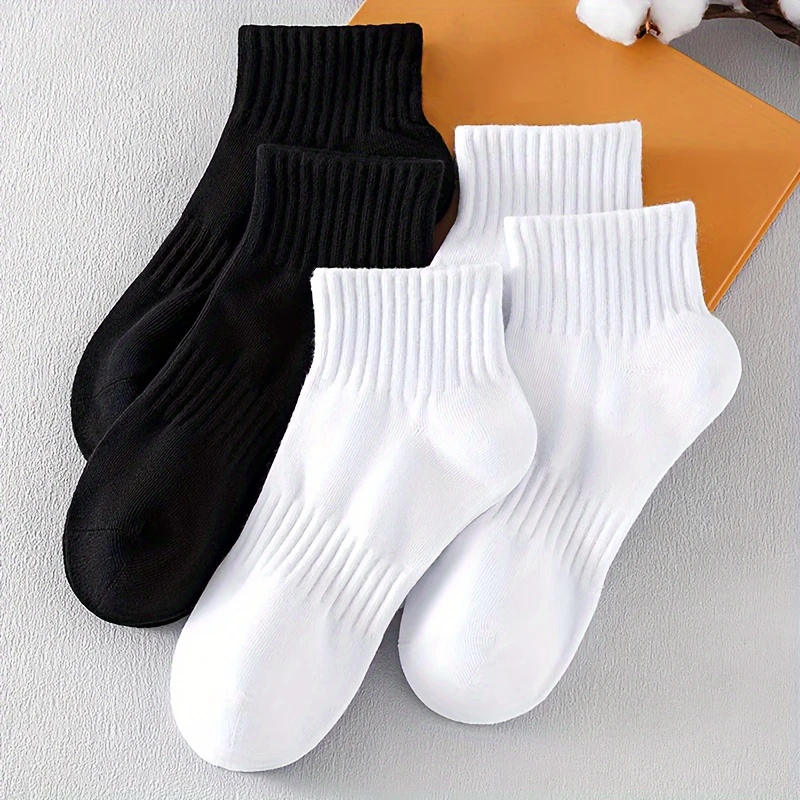 Unisex Pure Cotton Socks - Short Solid Socks for All Seasons Black or White, (Pack of 5) - Image 10