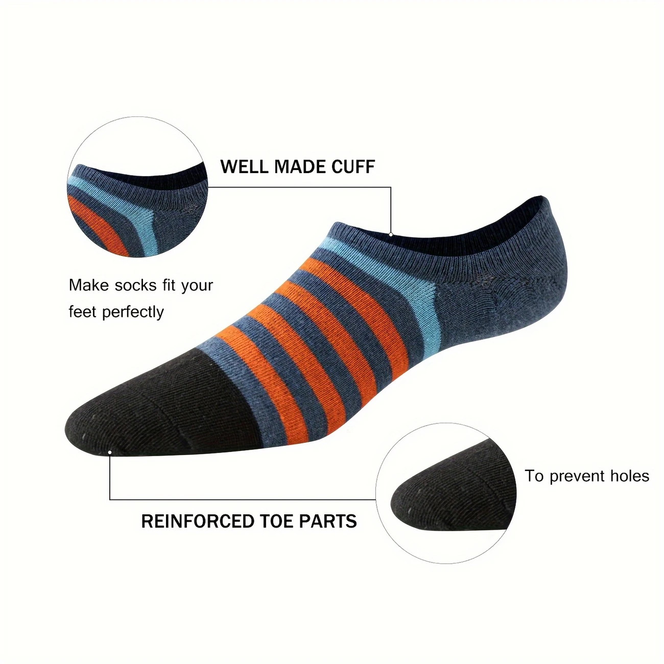 Men's Low Cut Summer Socks – Anti-Odor, Sweat-Absorbing, Colorful Stripe Pattern (Pack of 6) - Image 10