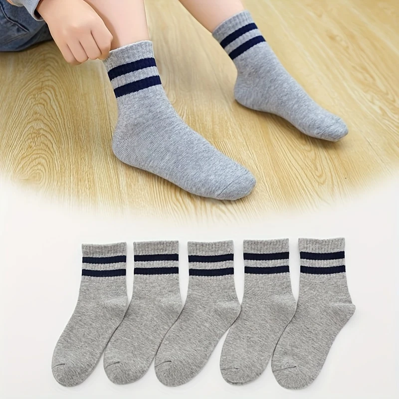 Boys’ Everyday Socks – Mid-Calf Cotton 5-Pack | Stylish & Comfortable for Ages 8–12 - Image 3