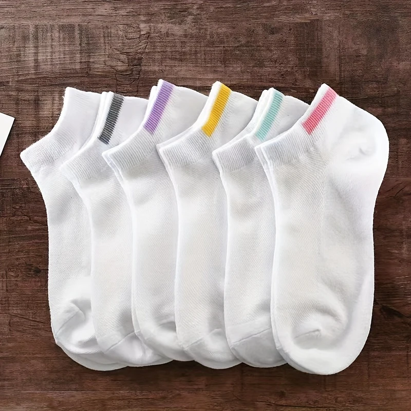 Women's Fitness Ankle Socks – Sports Fit with Contrast Mesh & Color Stripe (Pack of 6)