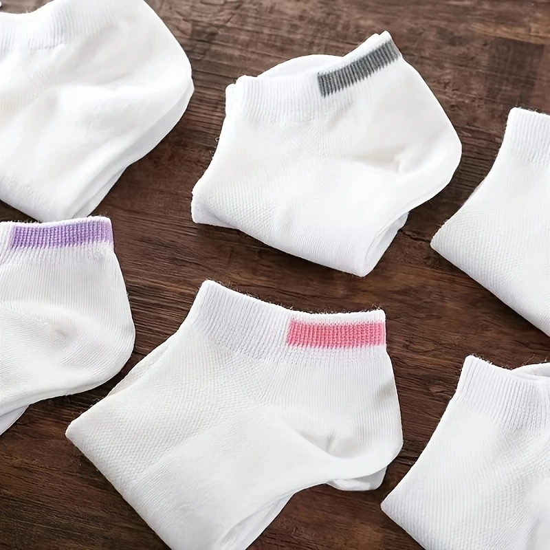 Women's Fitness Ankle Socks – Sports Fit with Contrast Mesh & Color Stripe (Pack of 6) - Image 3
