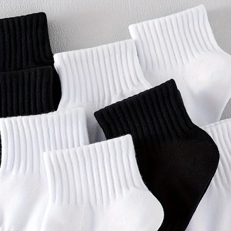 Unisex Pure Cotton Socks - Short Solid Socks for All Seasons Black or White, (Pack of 5) - Image 2