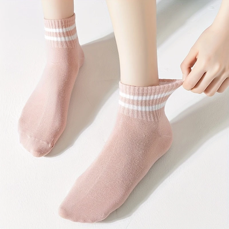 Women's Multi-Color Socks – Short Length, Striped & Plain (Pack of 5) - Image 4