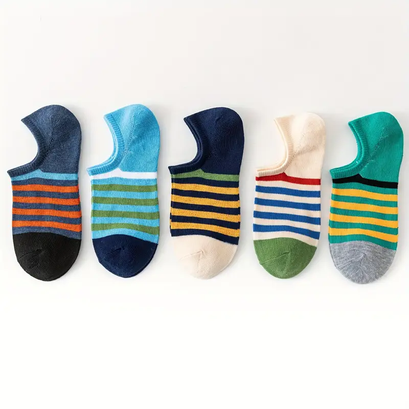 Men's Low Cut Summer Socks – Anti-Odor, Sweat-Absorbing, Colorful Stripe Pattern (Pack of 6) - Image 8