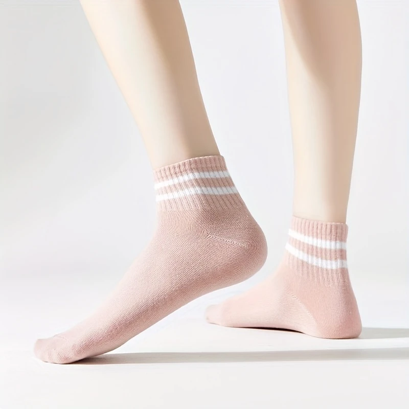 Women's Multi-Color Socks – Short Length, Striped & Plain (Pack of 5) - Image 5