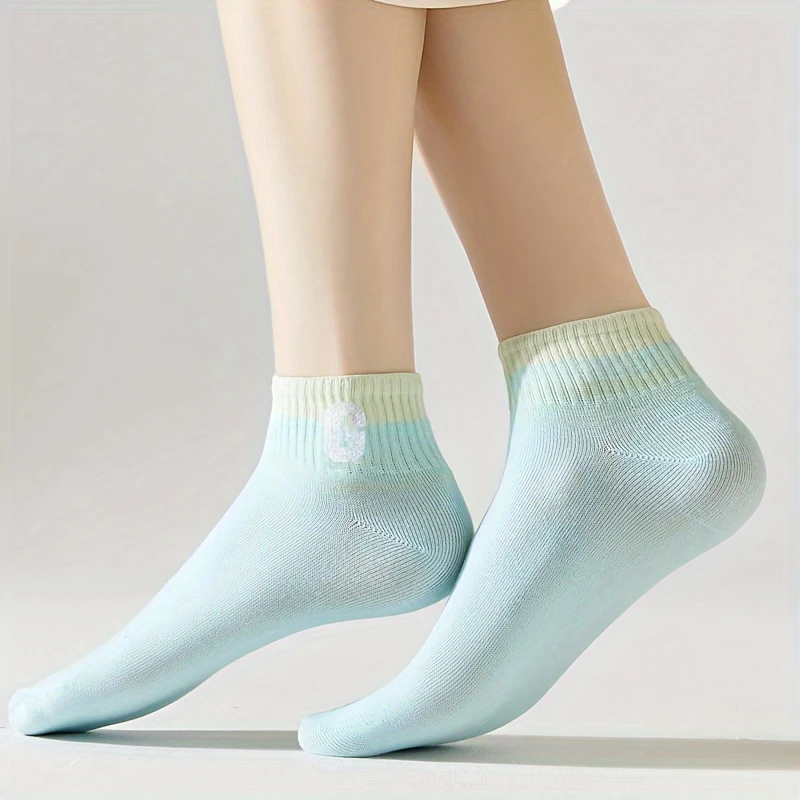 Women’s Soft Poly Cotton Short Socks – Round Neck, 5 Colorful Pairs - Image 5