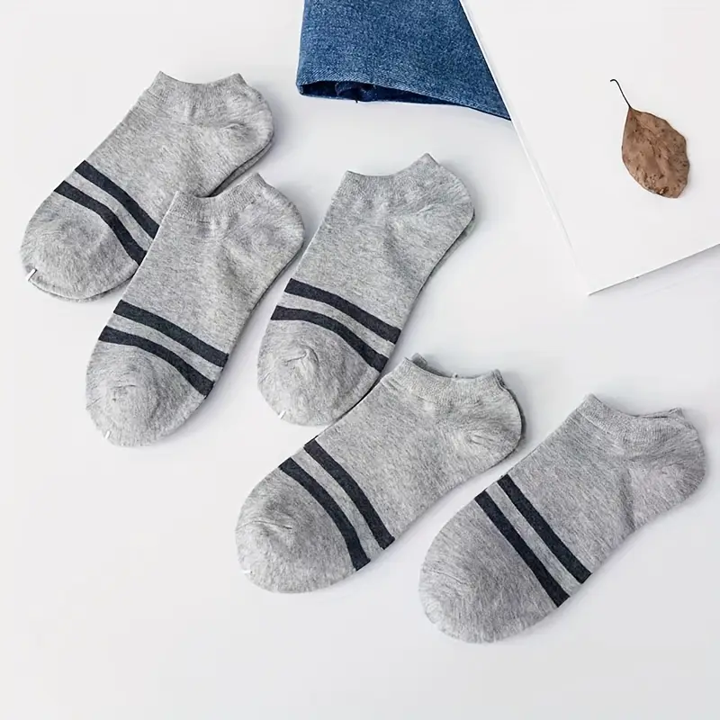 Men’s Bamboo Ankle Socks – Lightweight Striped Low-Cut for Summer (Pack of 5) - Image 6