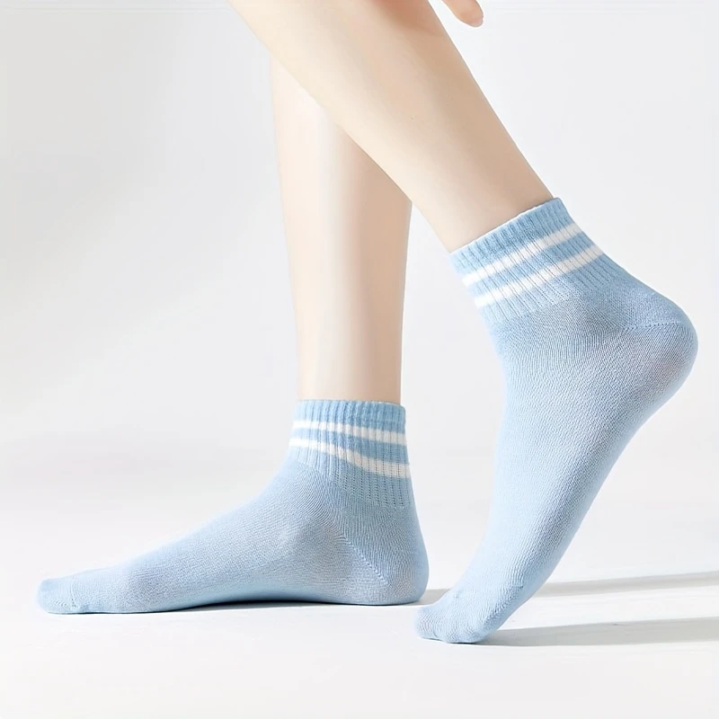 Women's Multi-Color Socks – Short Length, Striped & Plain (Pack of 5) - Image 6