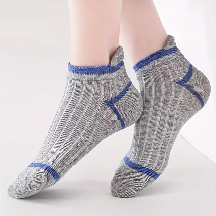 Unisex Sports Socks for Kids – Solid Color Stripes, Sweat-Resistant Bamboo (Pack of 5) - Image 5