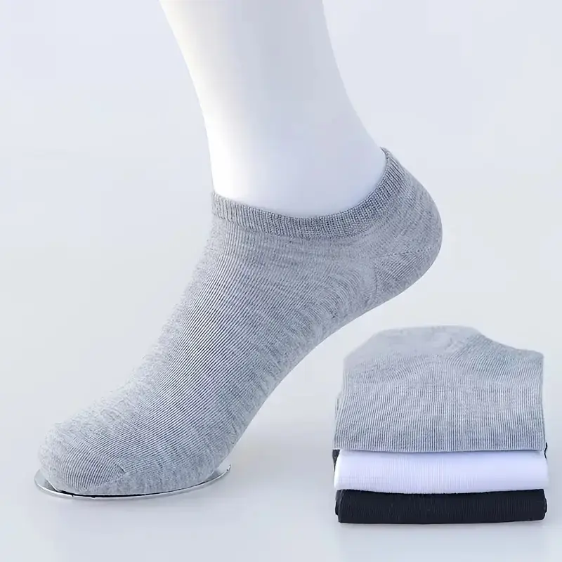 Unisex Thin Knit Ankle Cotton Socks – Black White & Gray, Deodorant & Quick-Dry for Summer (Pack of 3)
