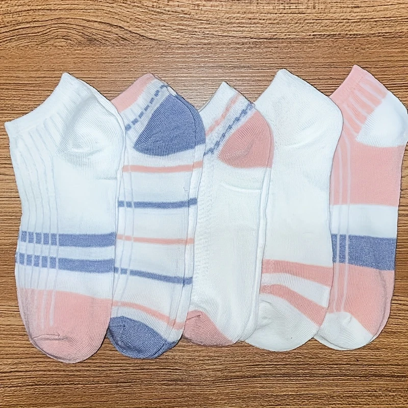 Women’s Fashion Ankle Socks – Knitted Comfort Striped Design (Pack of 5) - Image 7
