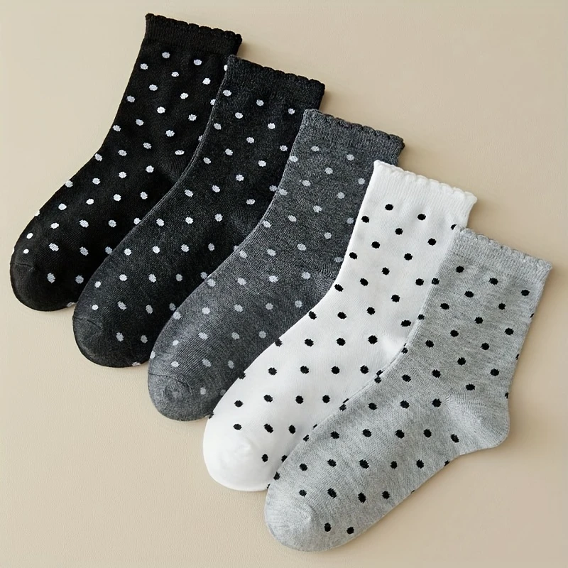 Elegant Collection – Women’s Black & White Polka Dot Socks (Pack of 5) - Image 7
