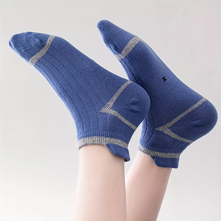 Unisex Sports Socks for Kids – Solid Color Stripes, Sweat-Resistant Bamboo (Pack of 5) - Image 6