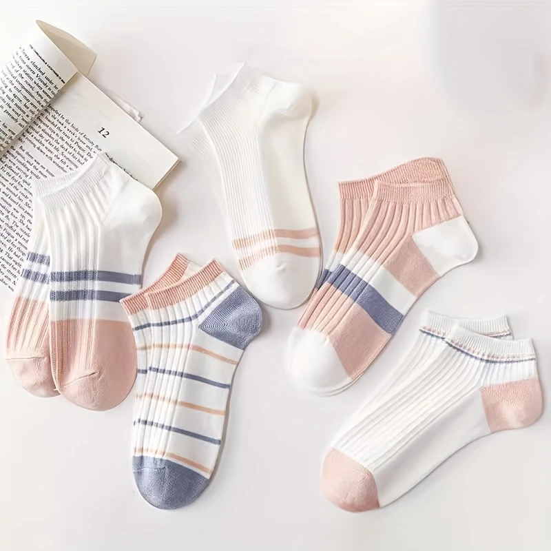 Women’s Fashion Ankle Socks – Knitted Comfort Striped Design (Pack of 5) - Image 8