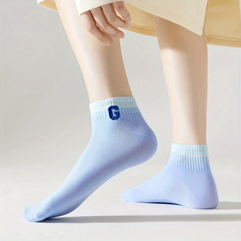Women’s Soft Poly Cotton Short Socks – Round Neck, 5 Colorful Pairs - Image 8