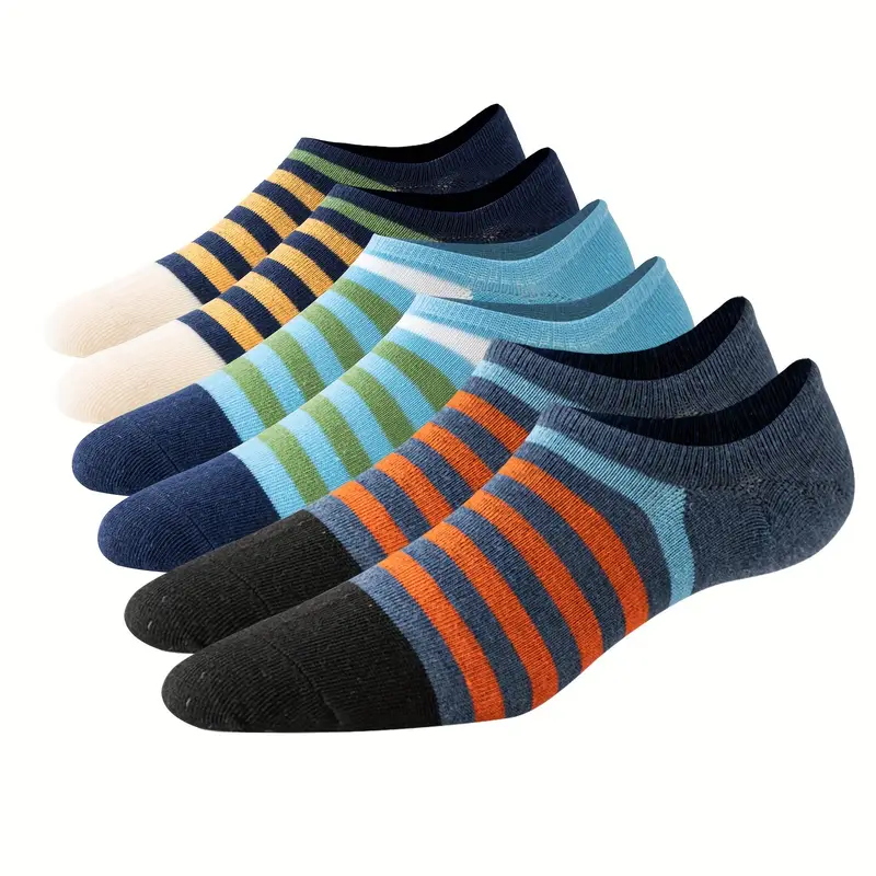 Men's Low Cut Summer Socks – Anti-Odor, Sweat-Absorbing, Colorful Stripe Pattern (Pack of 6) - Image 4
