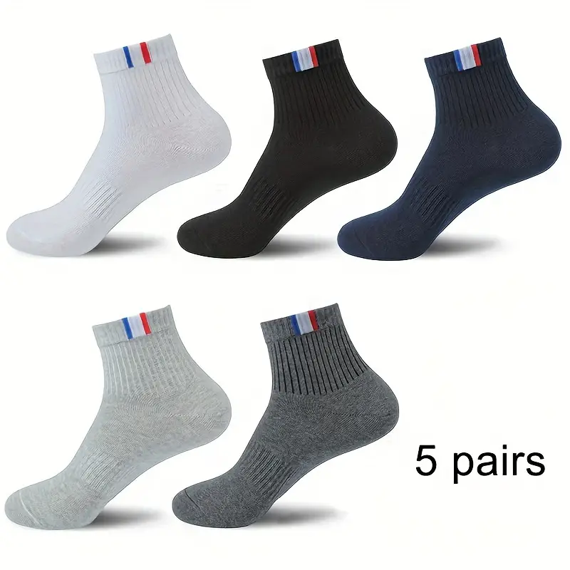 Men’s Solid Color Sport Socks – Crew Style for Everyday Comfort (Pack of 5) - Image 9