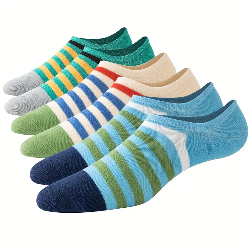 Men's Low Cut Summer Socks – Anti-Odor, Sweat-Absorbing, Colorful Stripe Pattern (Pack of 6) - Image 3