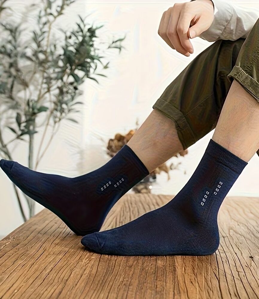 Men's Navy Blue Business Casual Crew Sock Lifestyle