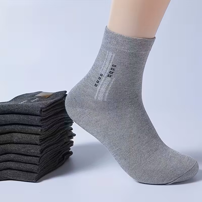 Men's Grey Crew Sock with Folded Stack
