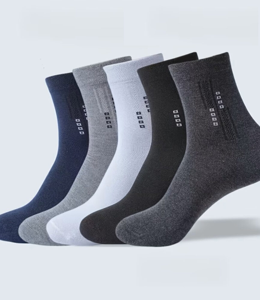 Men's Business Casual Crew Socks Pack of 5 in 5 Classic Colors