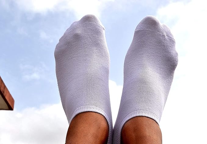 Men's Clean White Cotton Ankle Socks on Feet