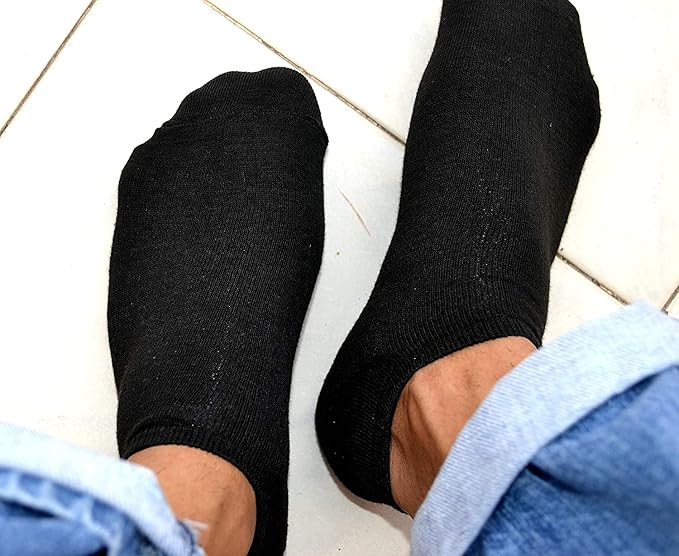 Men's Dark Charcoal Grey Ankle Socks on Feet