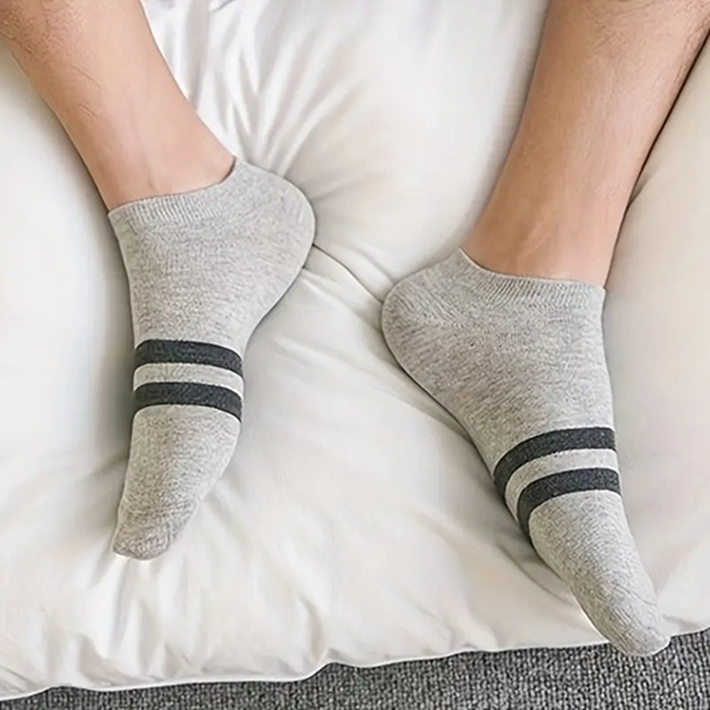 Black with Grey Stripes Sport Sock on Foot