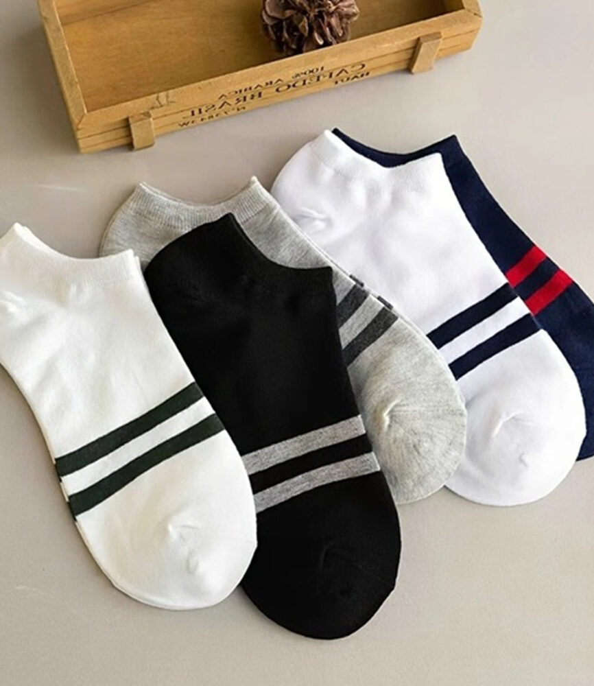 5 Pairs Men's Sport Striped Athletic Ankle Socks