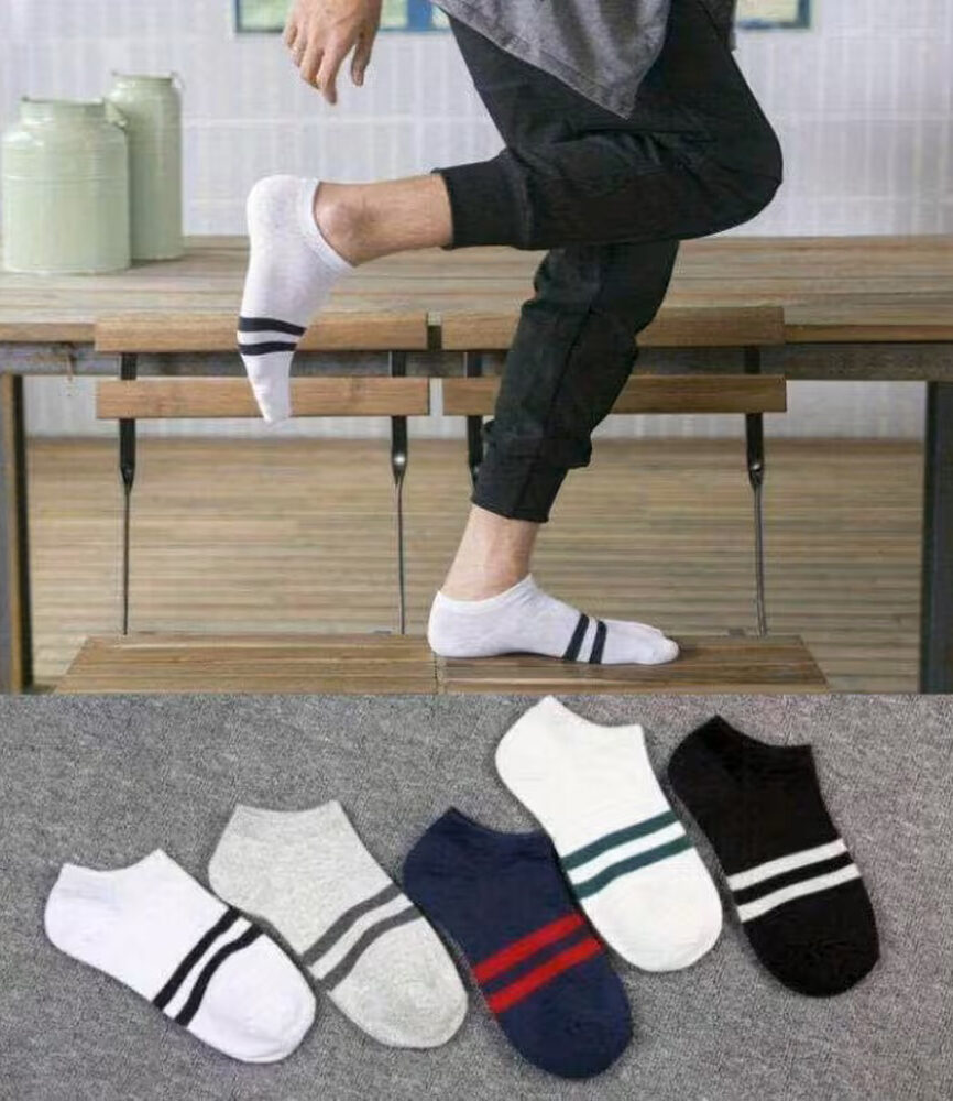Sport Double Stripe Ankle Socks Angle View