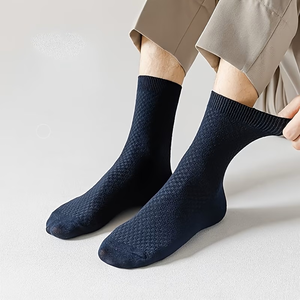 Black Diamond Textured Crew Sock on Foot