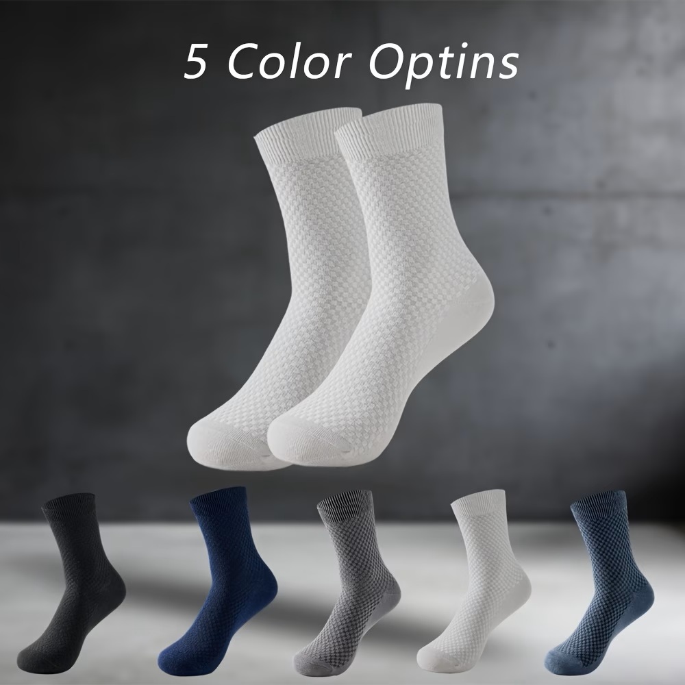 Charcoal Grey Diamond Knit Crew Sock on Foot